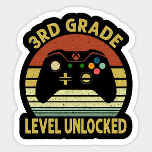 3rd Grade Level Unlocked First Day of School Video Gamer Sticker